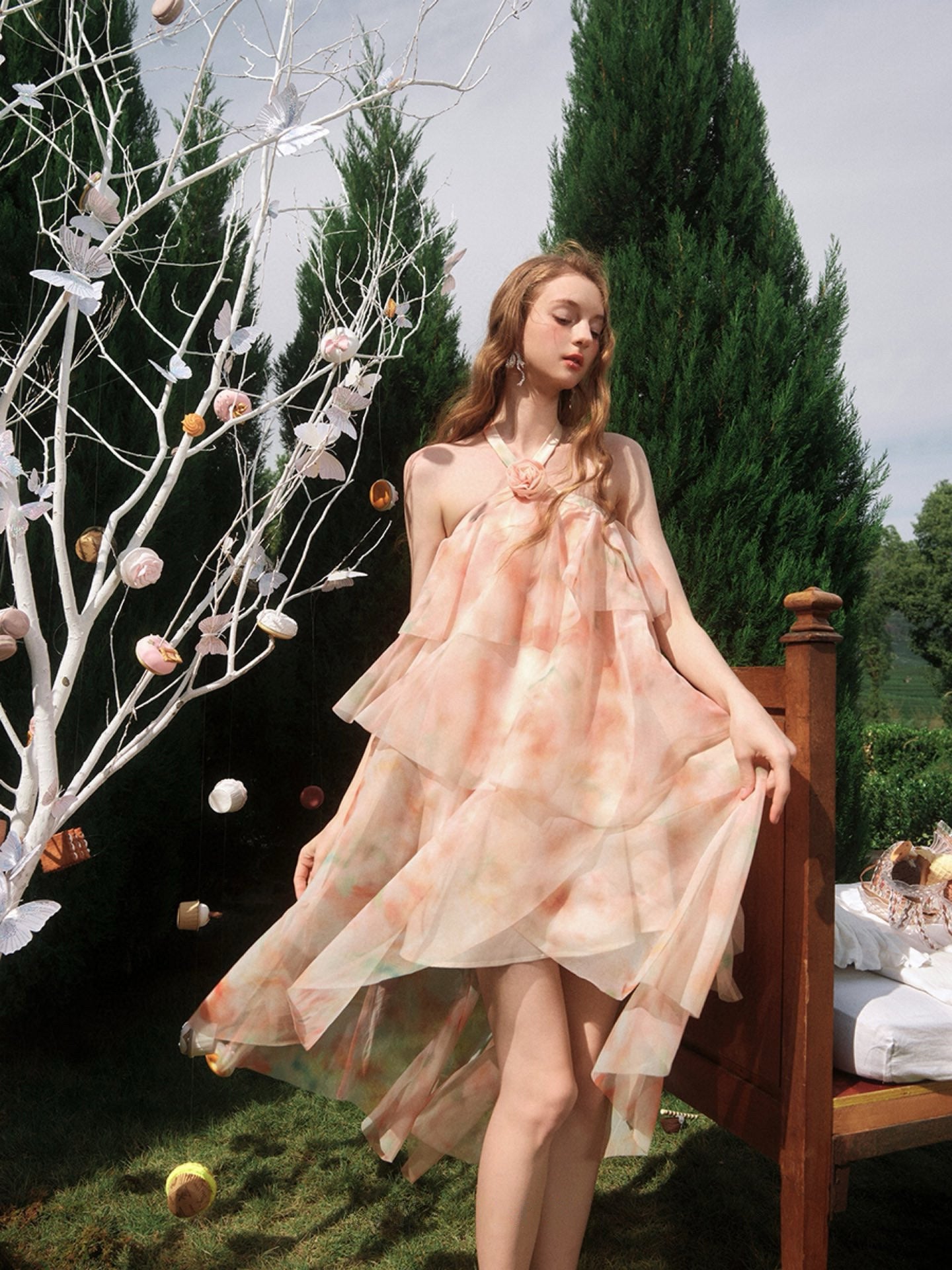 Floral Layered Flowing Midi Dress