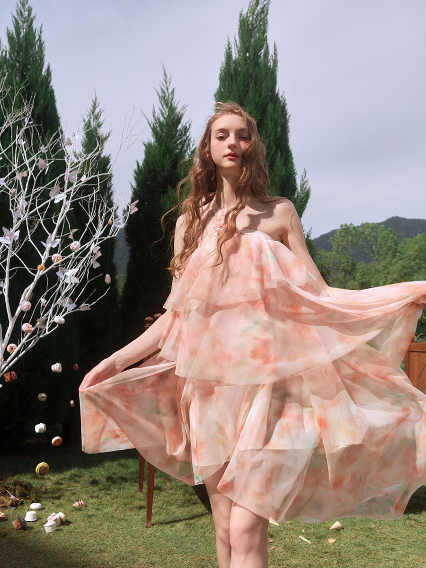 Floral Layered Flowing Midi Dress