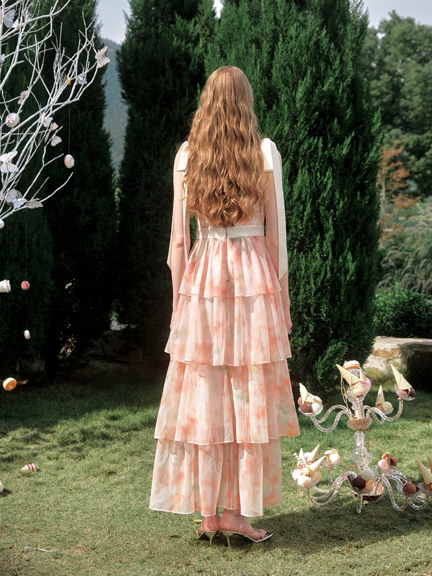 Floral Layered Wrap Midi Dress