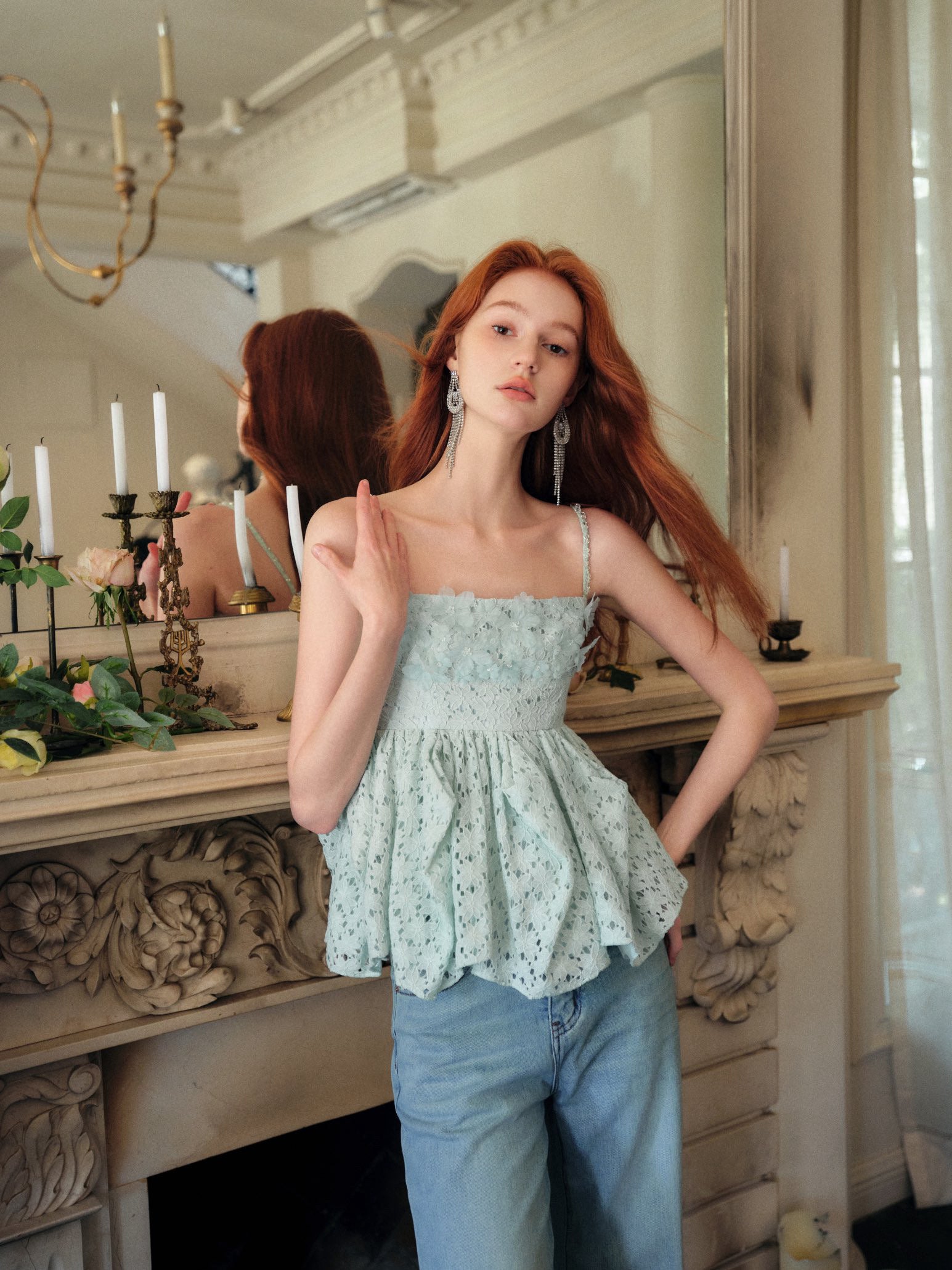 Handmade Crystal Flower Silhouette Camisole