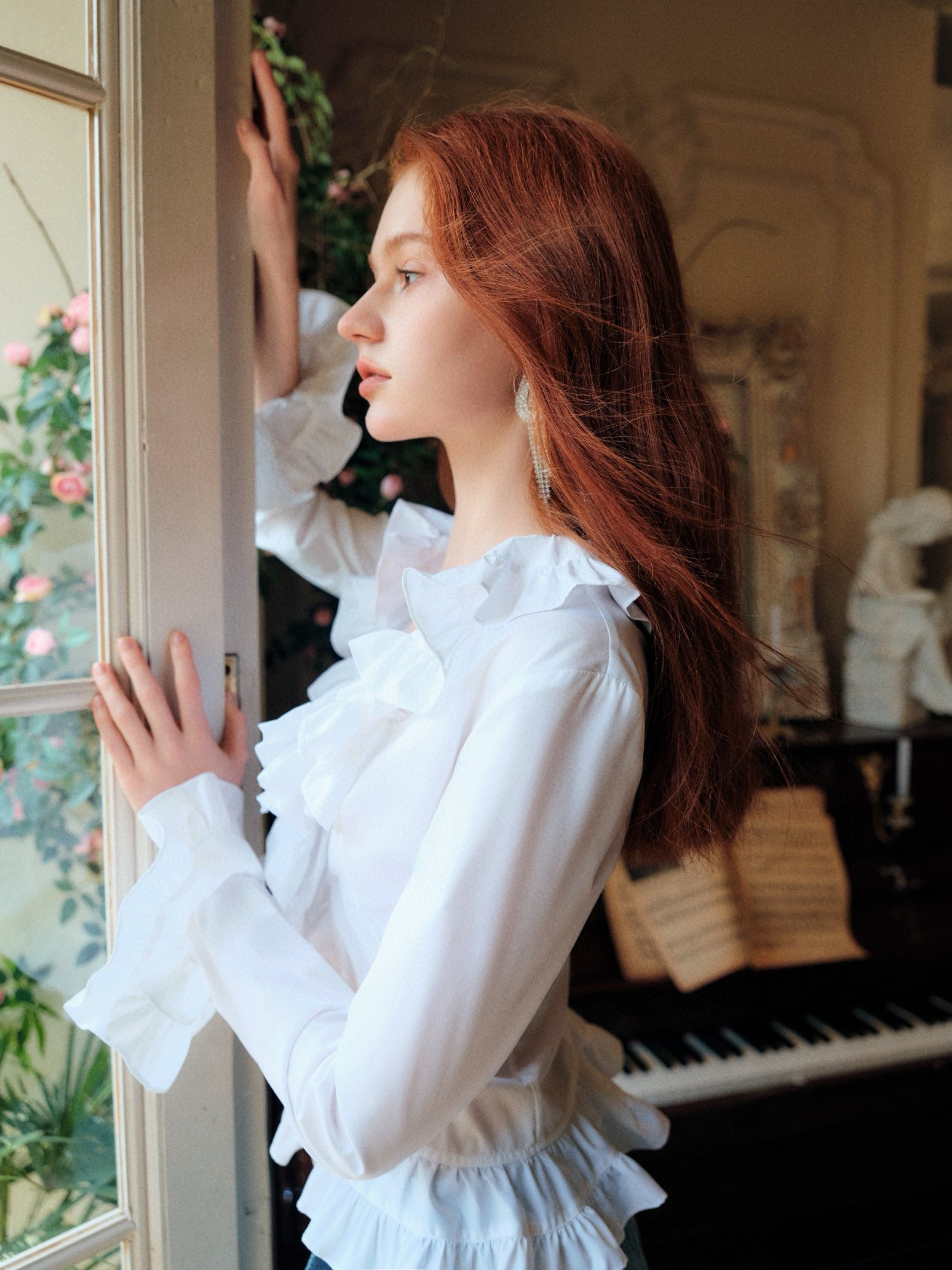 White Ruffled Lace Shirt