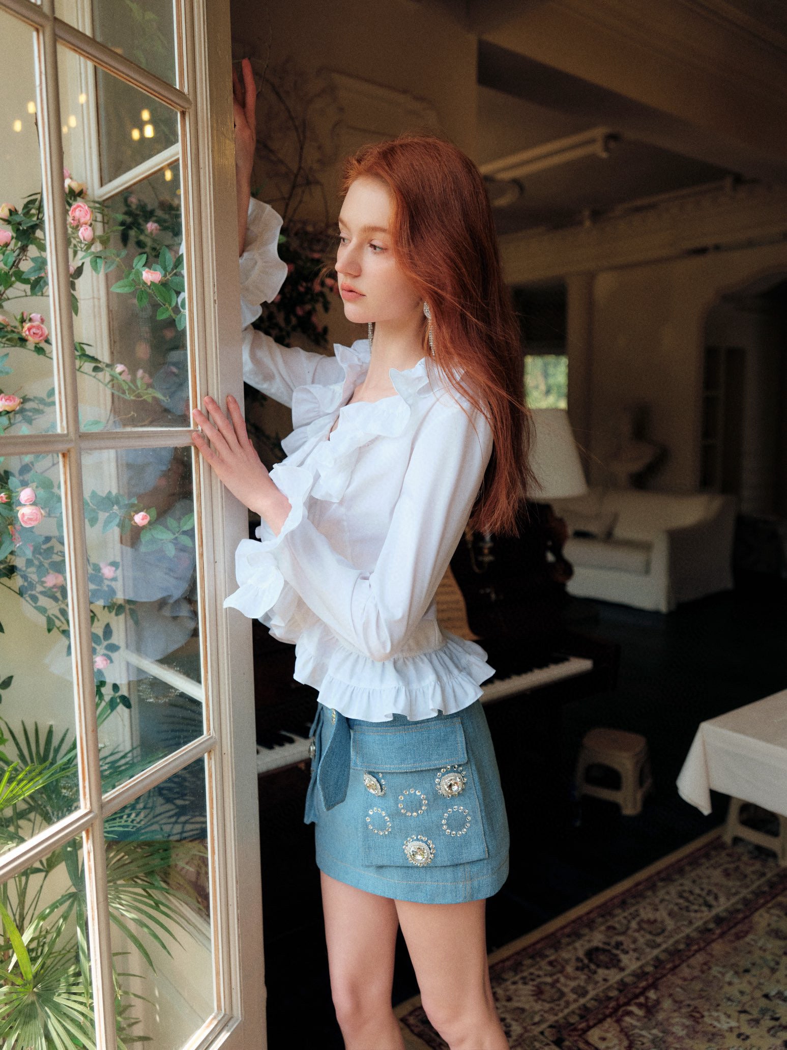 White Ruffled Lace Shirt