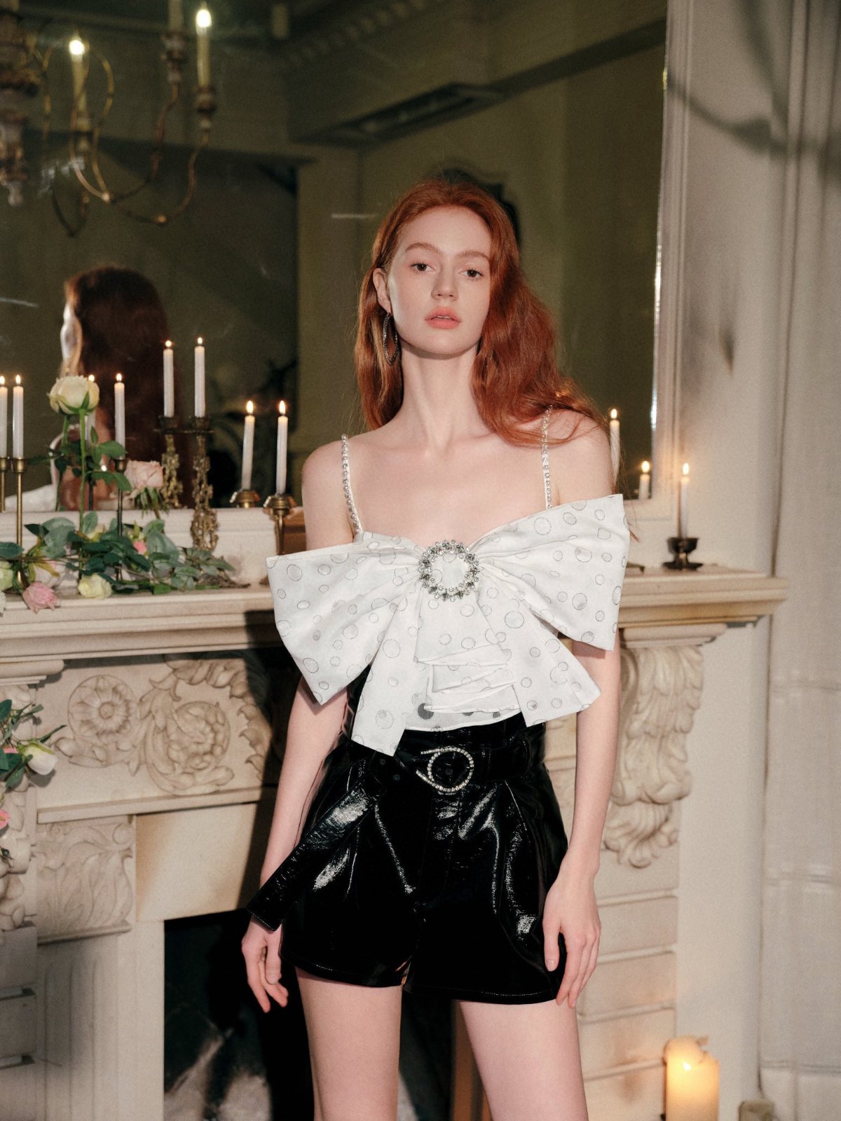 Black Patent Leather High-Waisted Shorts