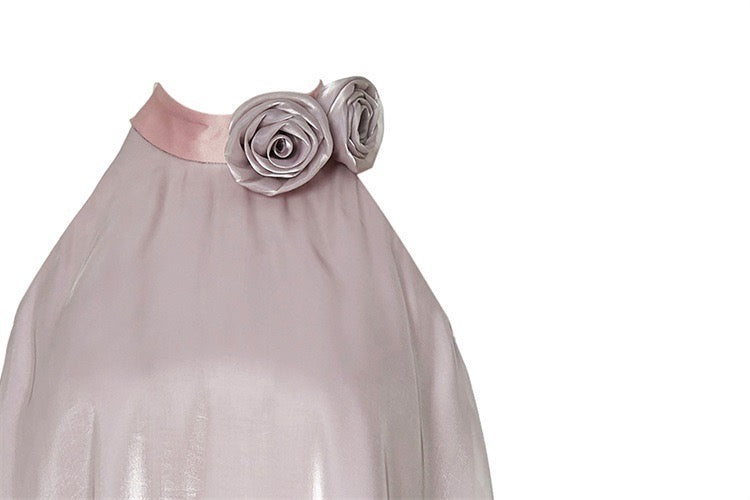 Dyed Organza Asymmetrical Hem Sleek Dress in Purple