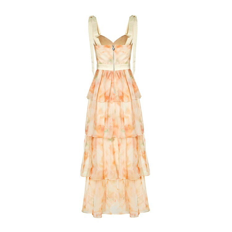 Floral Layered Wrap Midi Dress