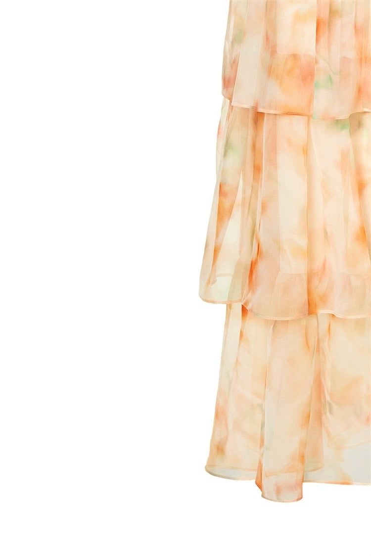 Floral Layered Wrap Midi Dress