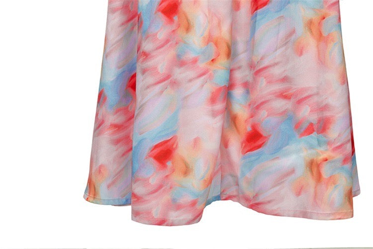 Black and Watercolor Printed Halter Gathered Maxi Dress
