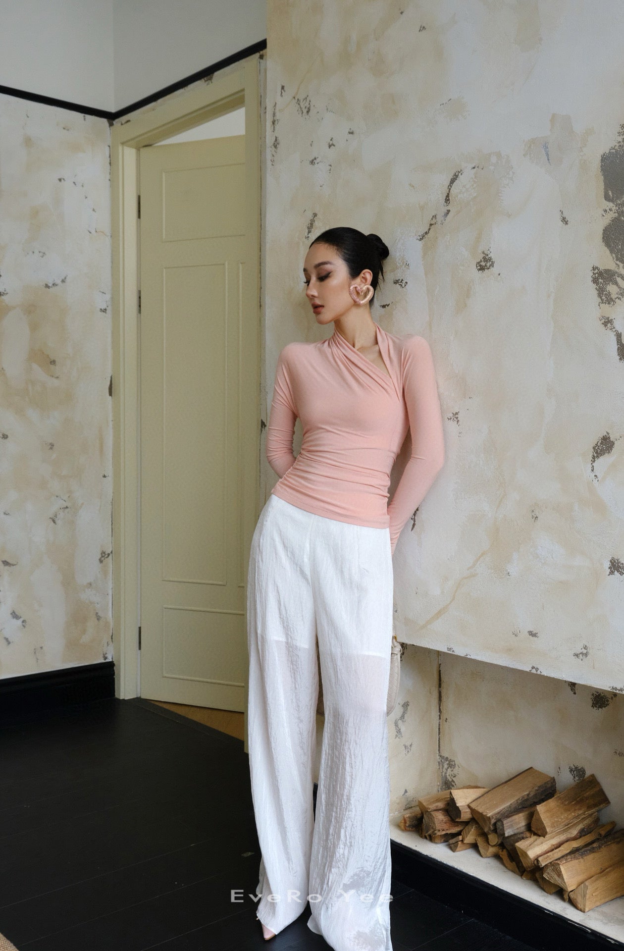 Draped Asymmetrical Neckline Top
