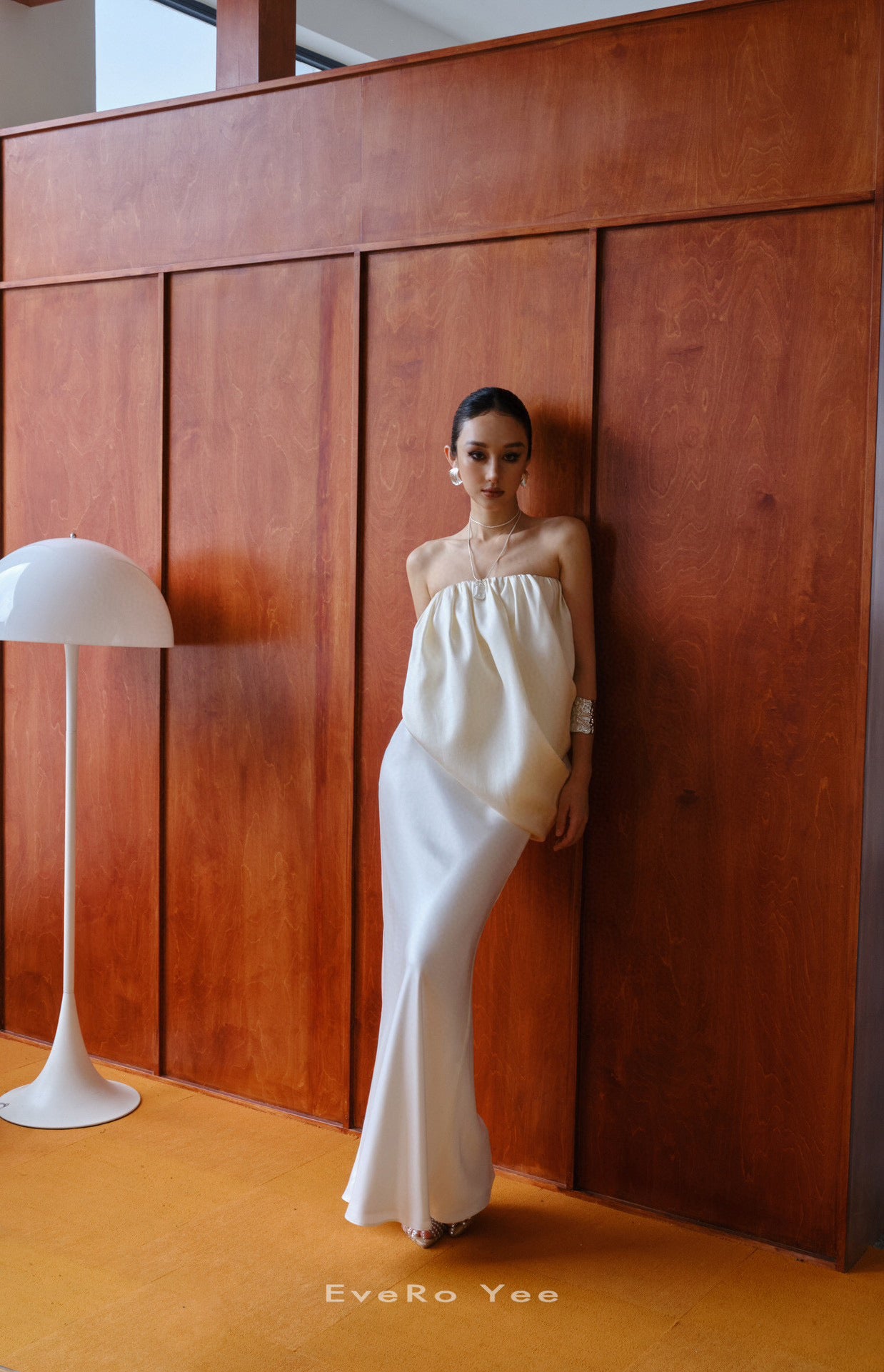 Creamy Gathered Strapless Top