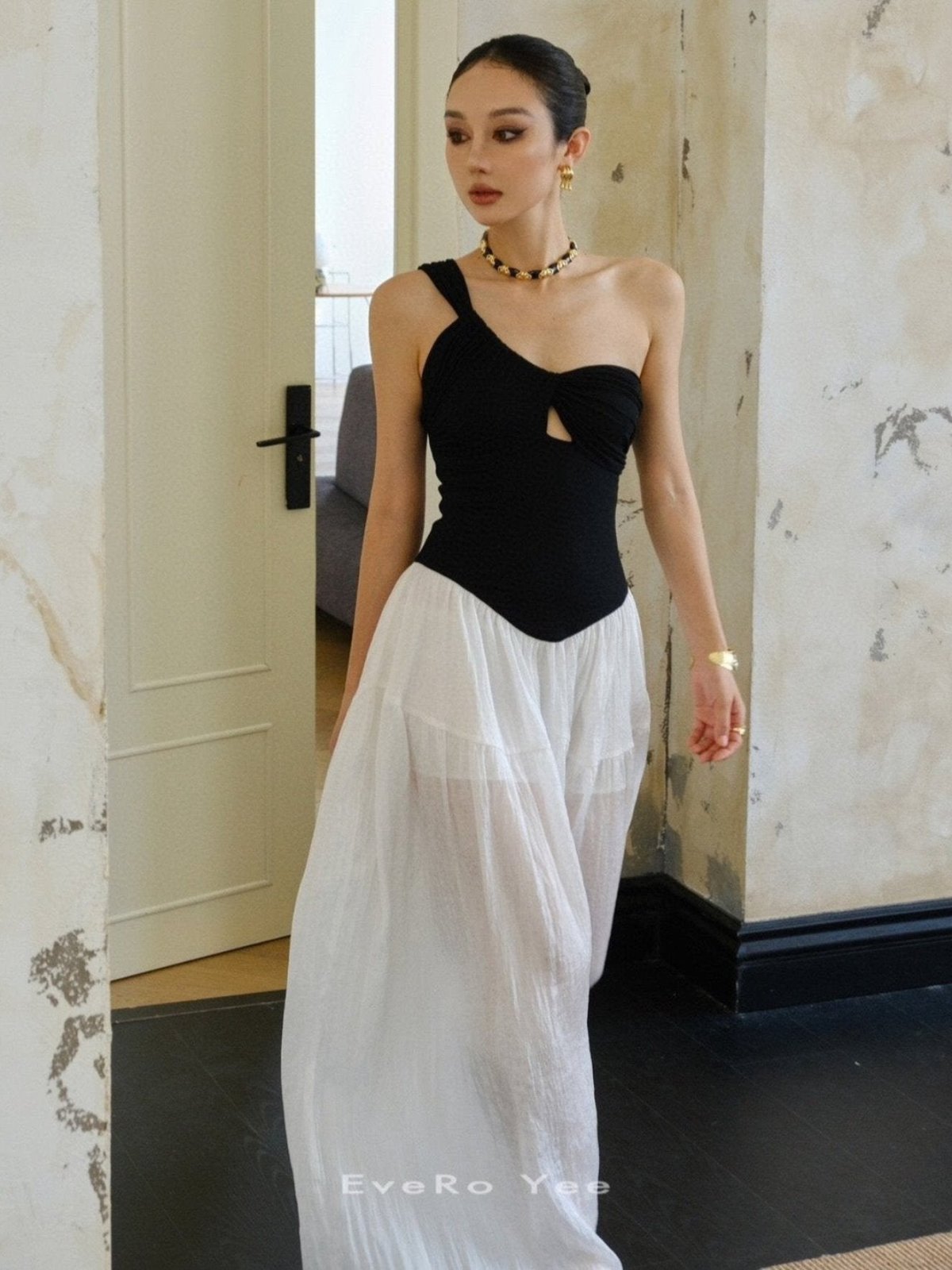 Asymmetrical One-Shoulder Maxi Dress
