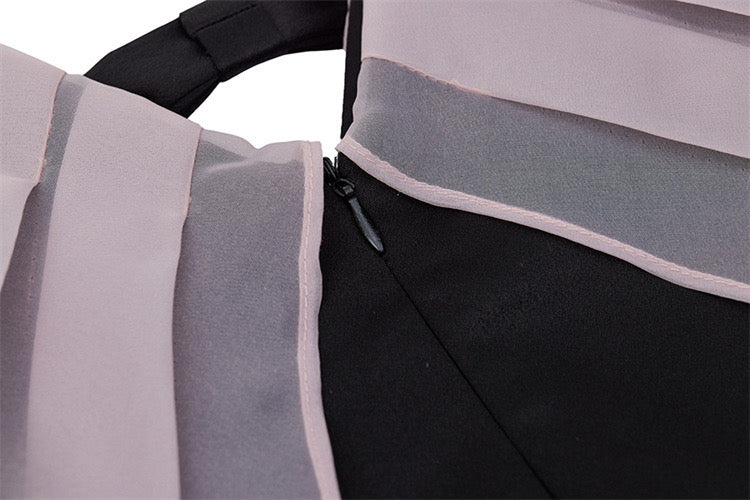 Pleated V-neck Bow-detail Mini Dress in Black