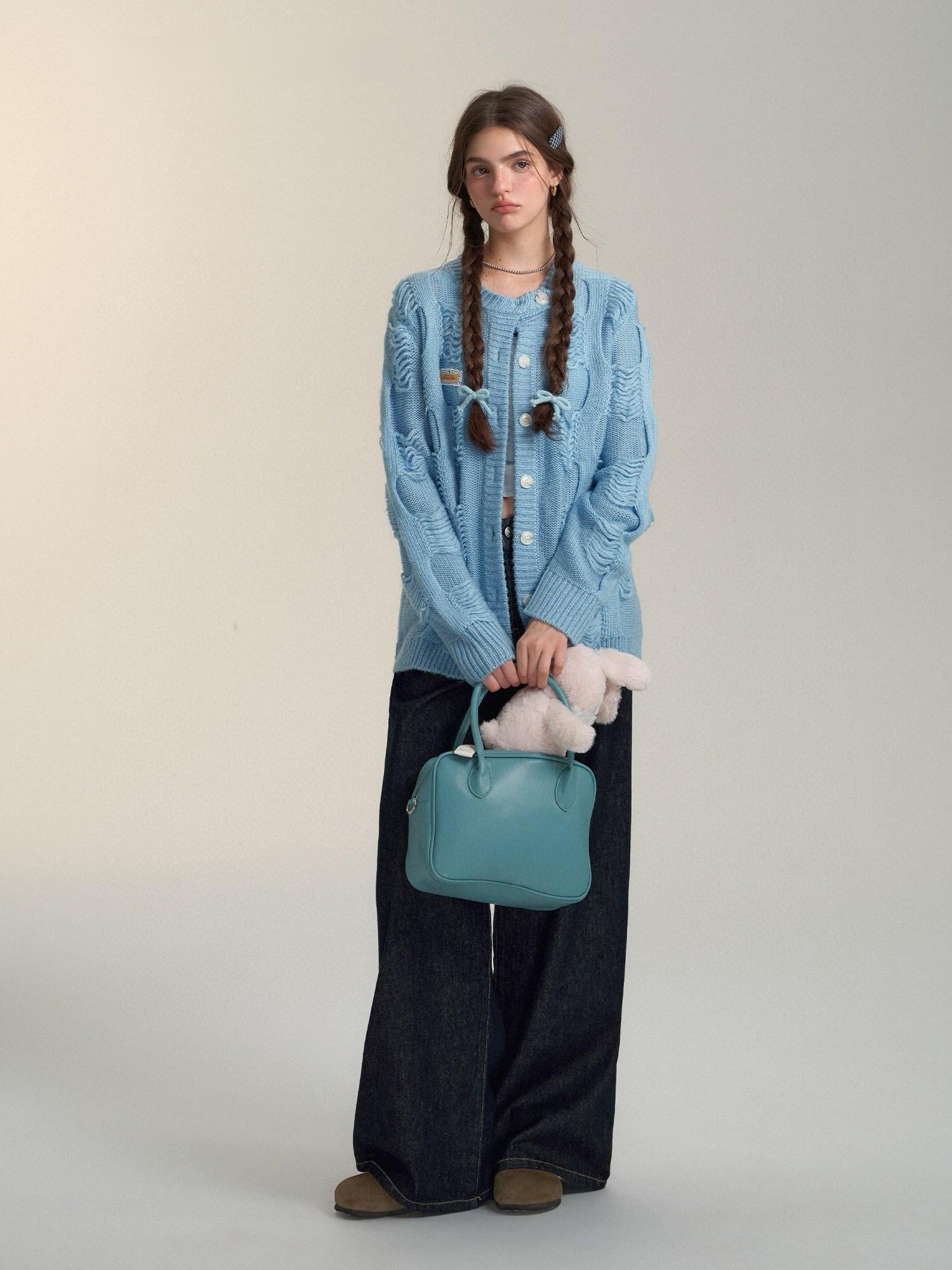 Retro Distressed Knit Cardigan