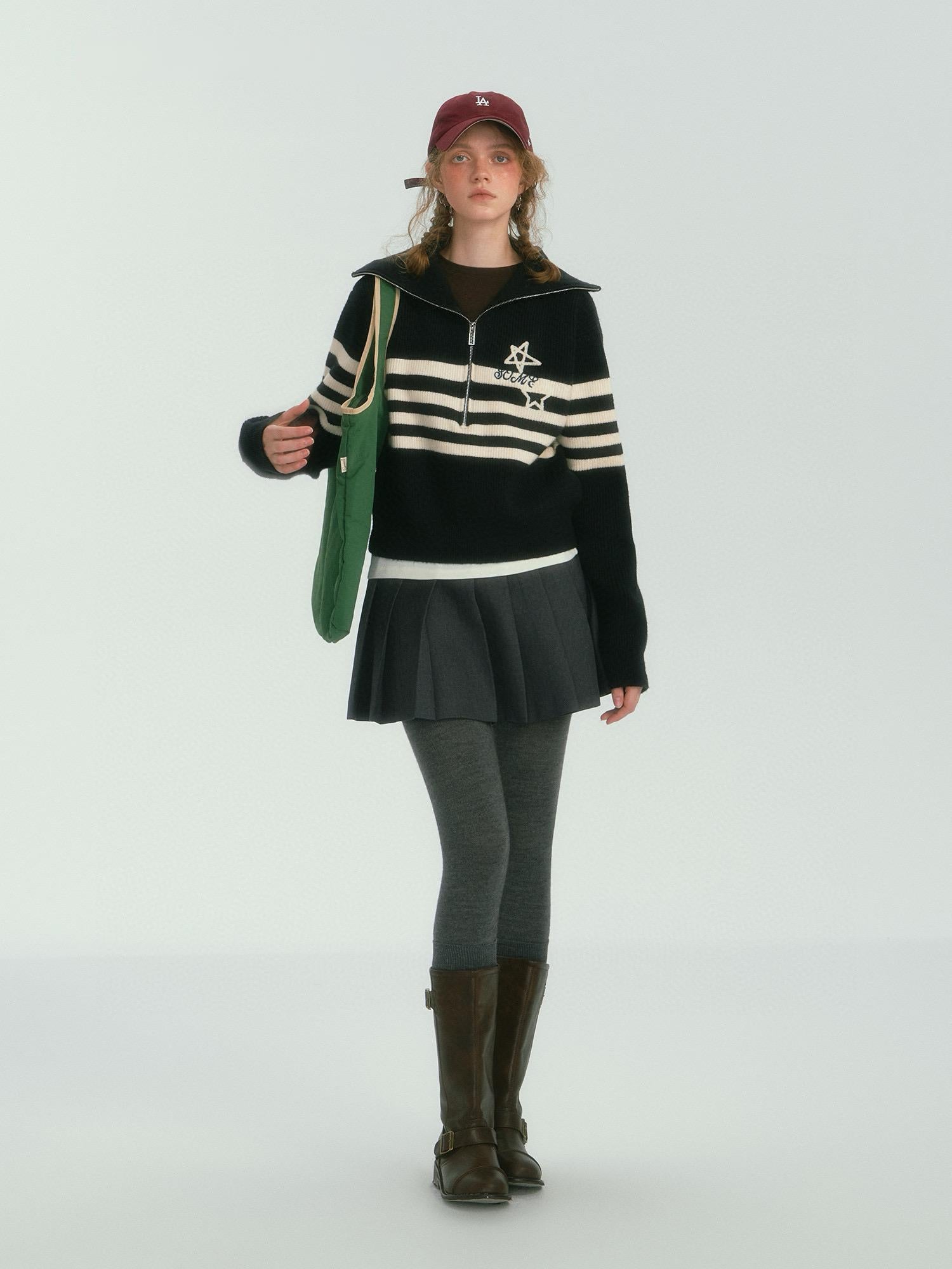 Star Stripe Half-Zip Knit Sweater