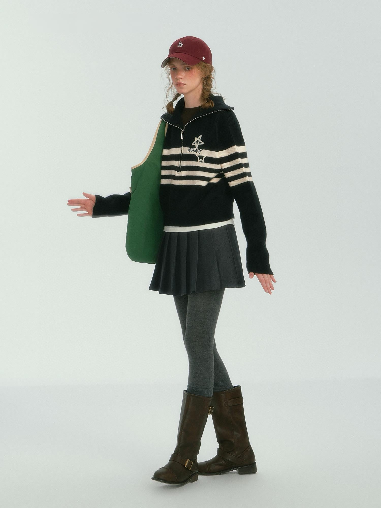 Star Stripe Half-Zip Knit Sweater