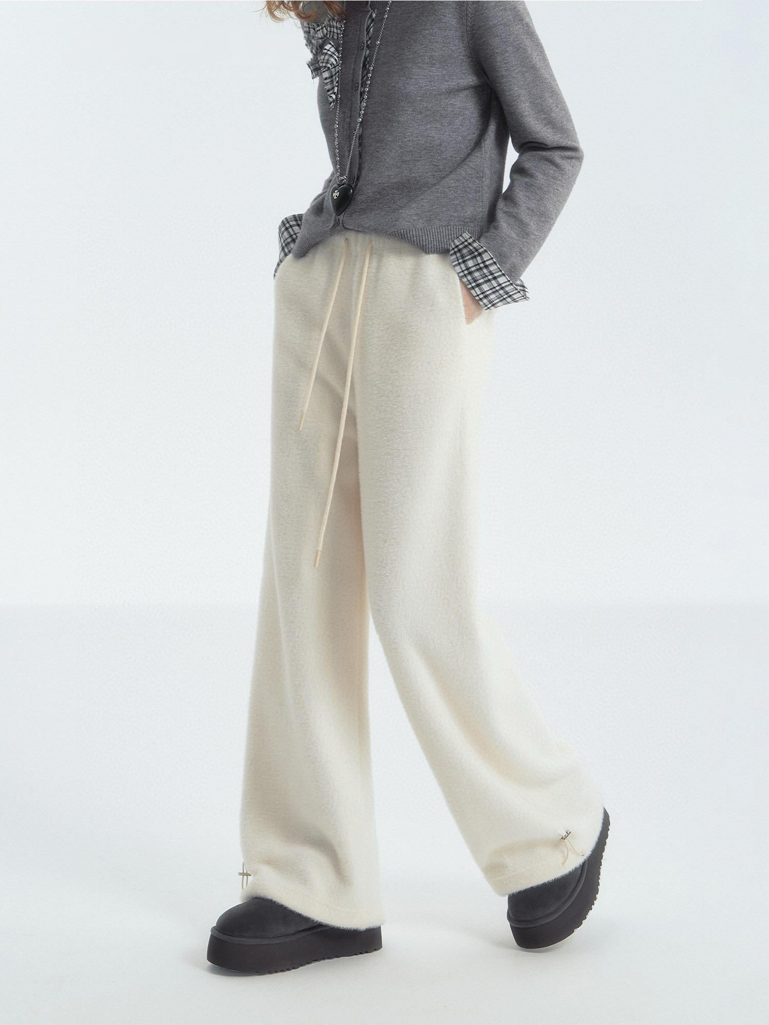 Cozy Brushed Wide-Leg Drawstring Pants