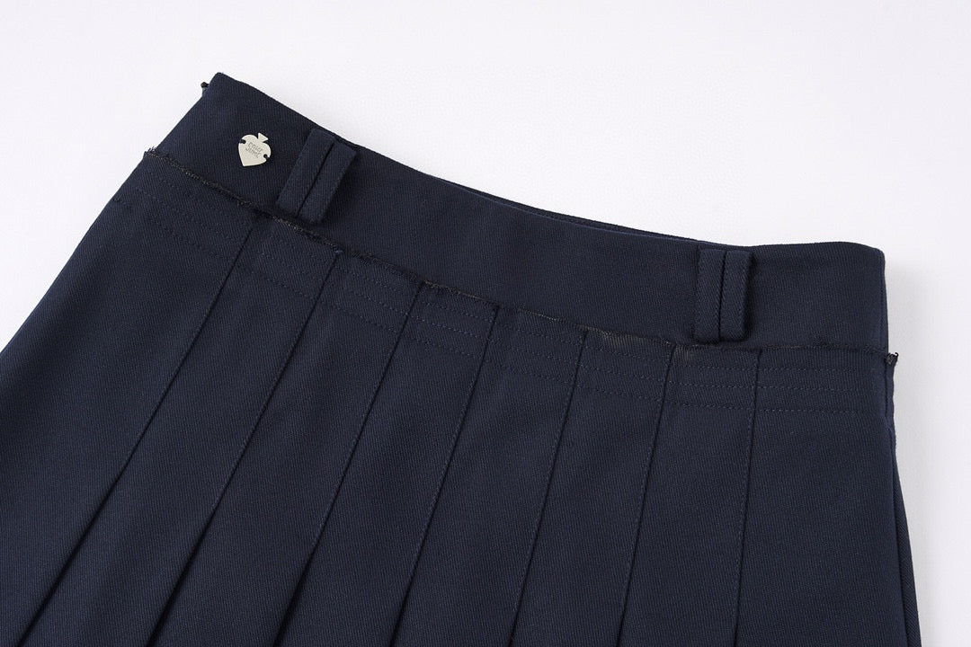 Preppy Style Pleated Midi Skirt