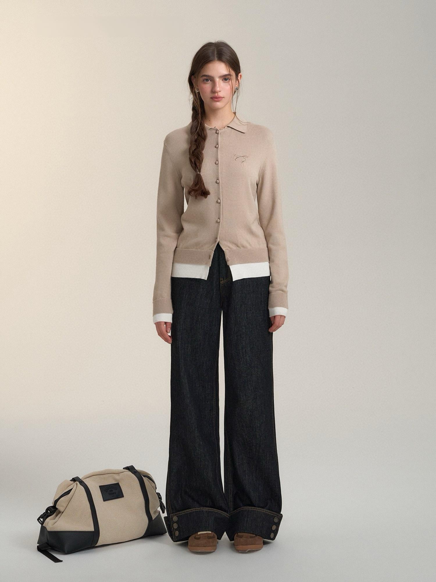 Retro Wide-Leg High-Waist Denim Pants