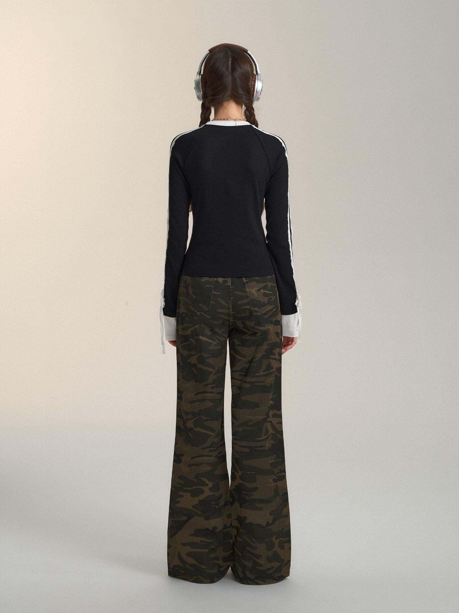 Retro Wide-Leg Camouflage Cargo Pants