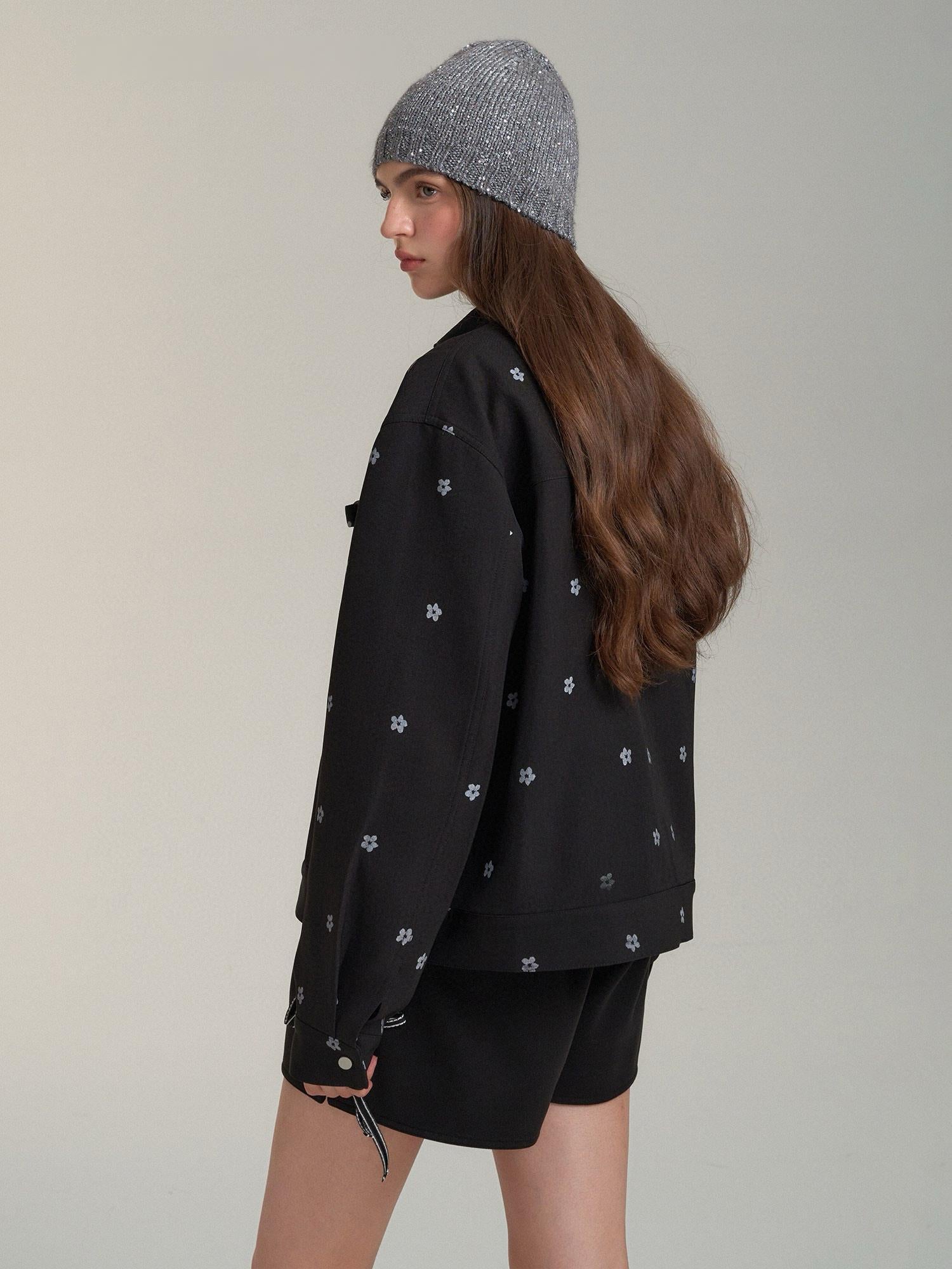 Floral Print Zip-Up Jacket