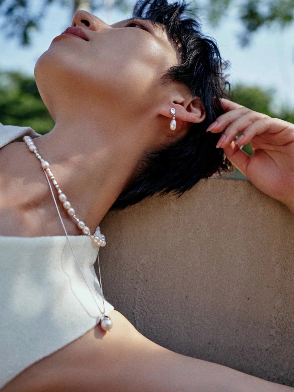 Pearl Charm Drop Earrings