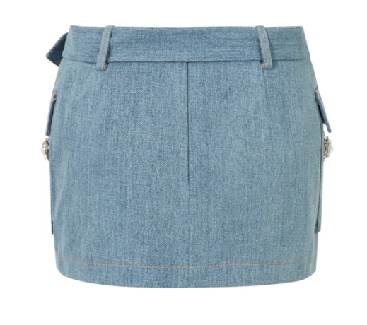 Embellished Rhinestone Denim Skirt