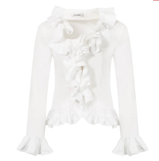 White Ruffled Lace Shirt