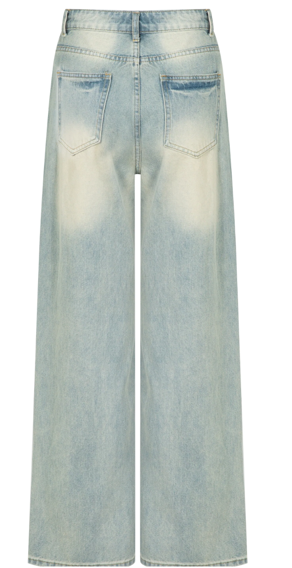 Rhinestone Wide-Leg Shiny Jeans