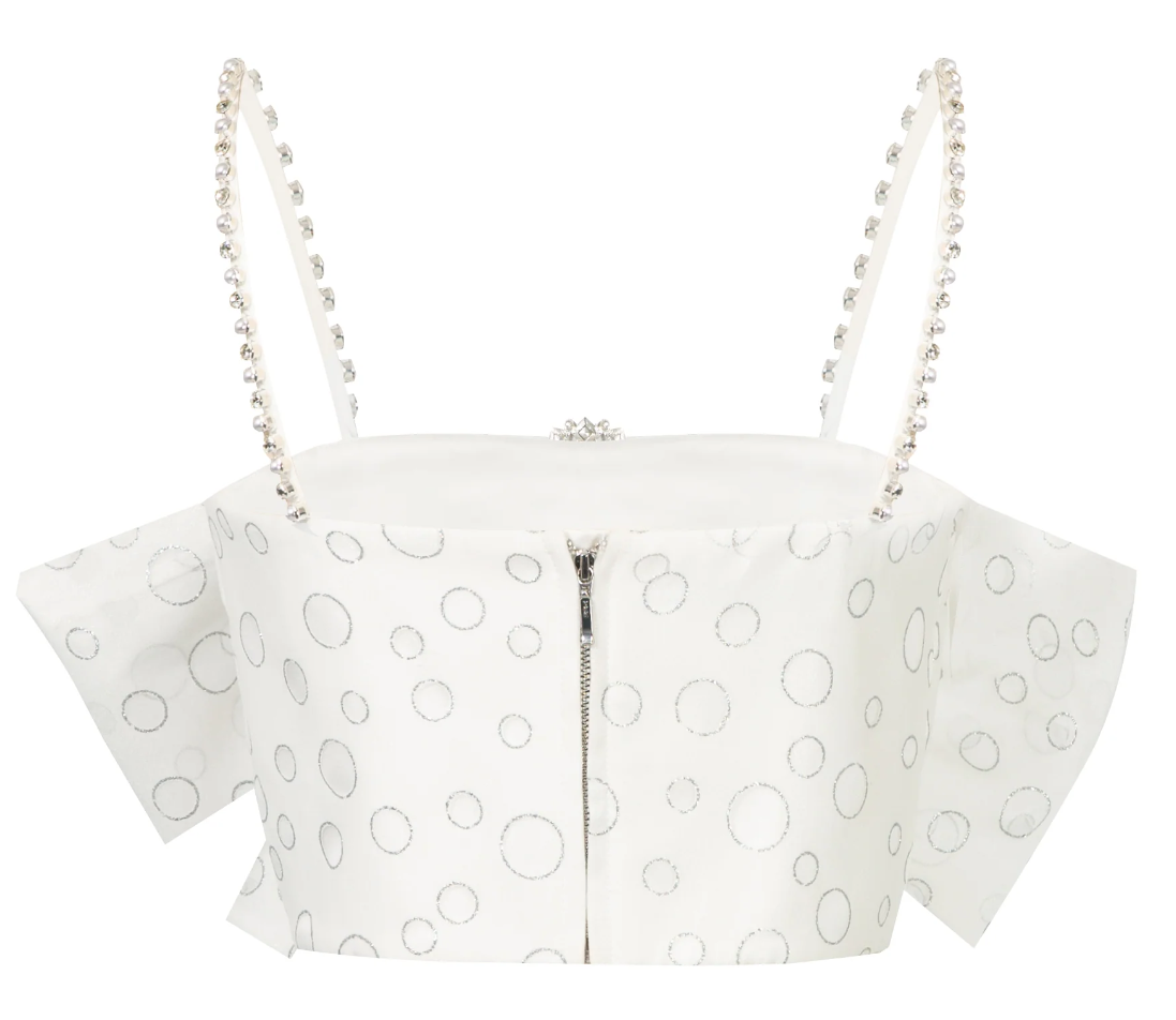 White Silver Cutout Bow Top
