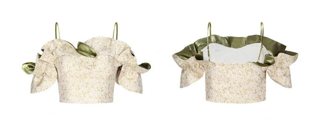 Floral Jacquard Off-shoulder Crop Top