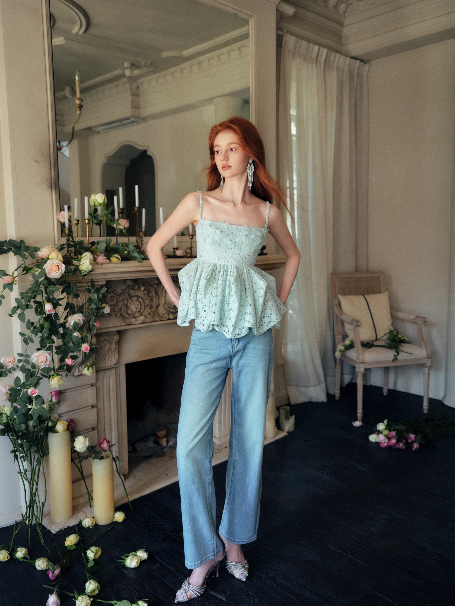 Handmade Crystal Flower Silhouette Camisole