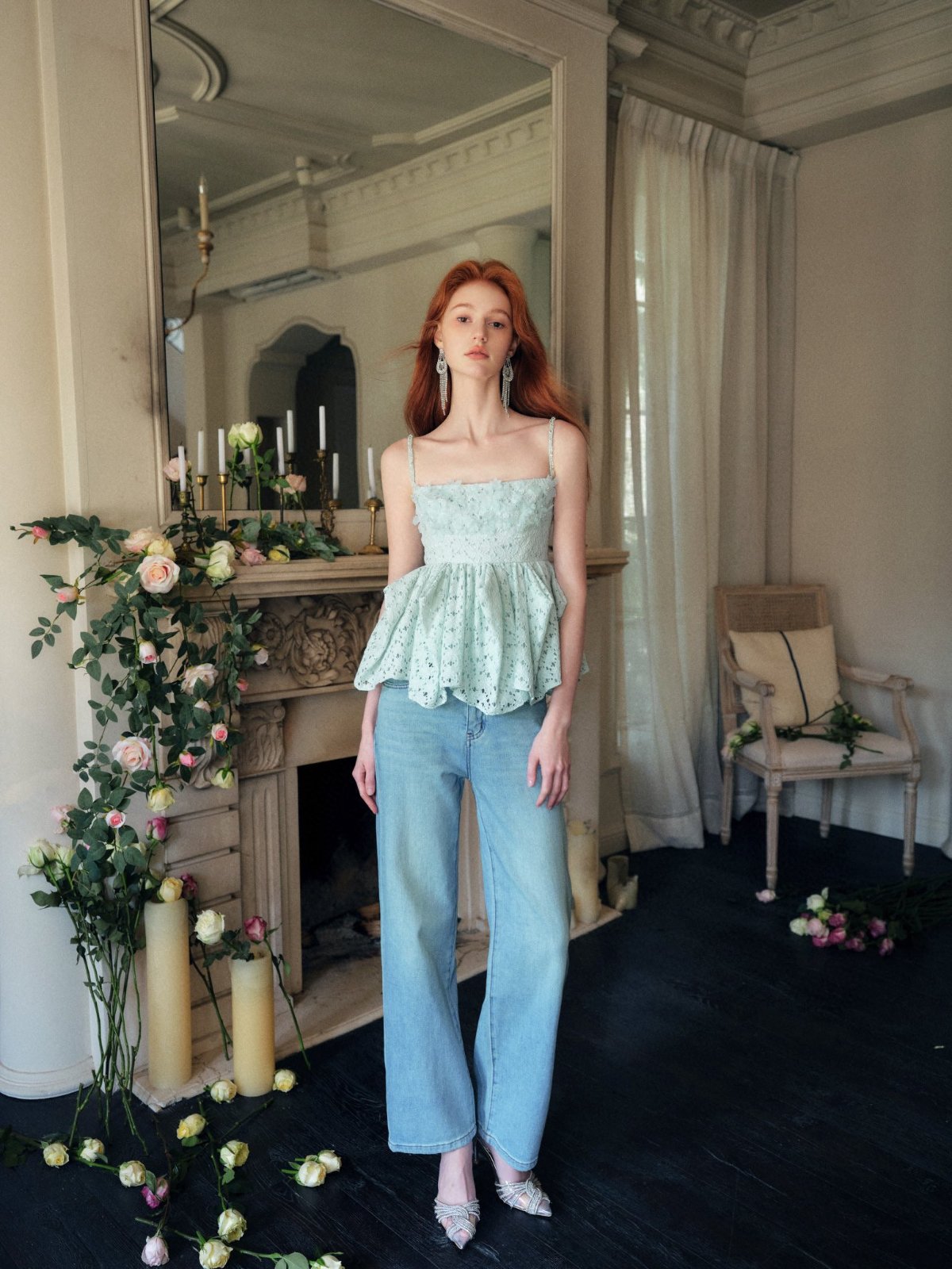 Handmade Crystal Flower Silhouette Camisole