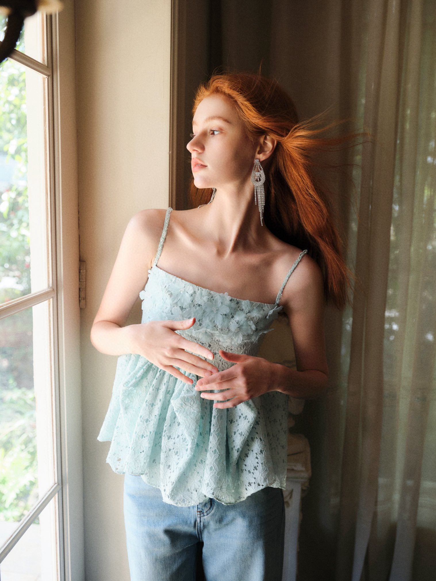 Handmade Crystal Flower Silhouette Camisole