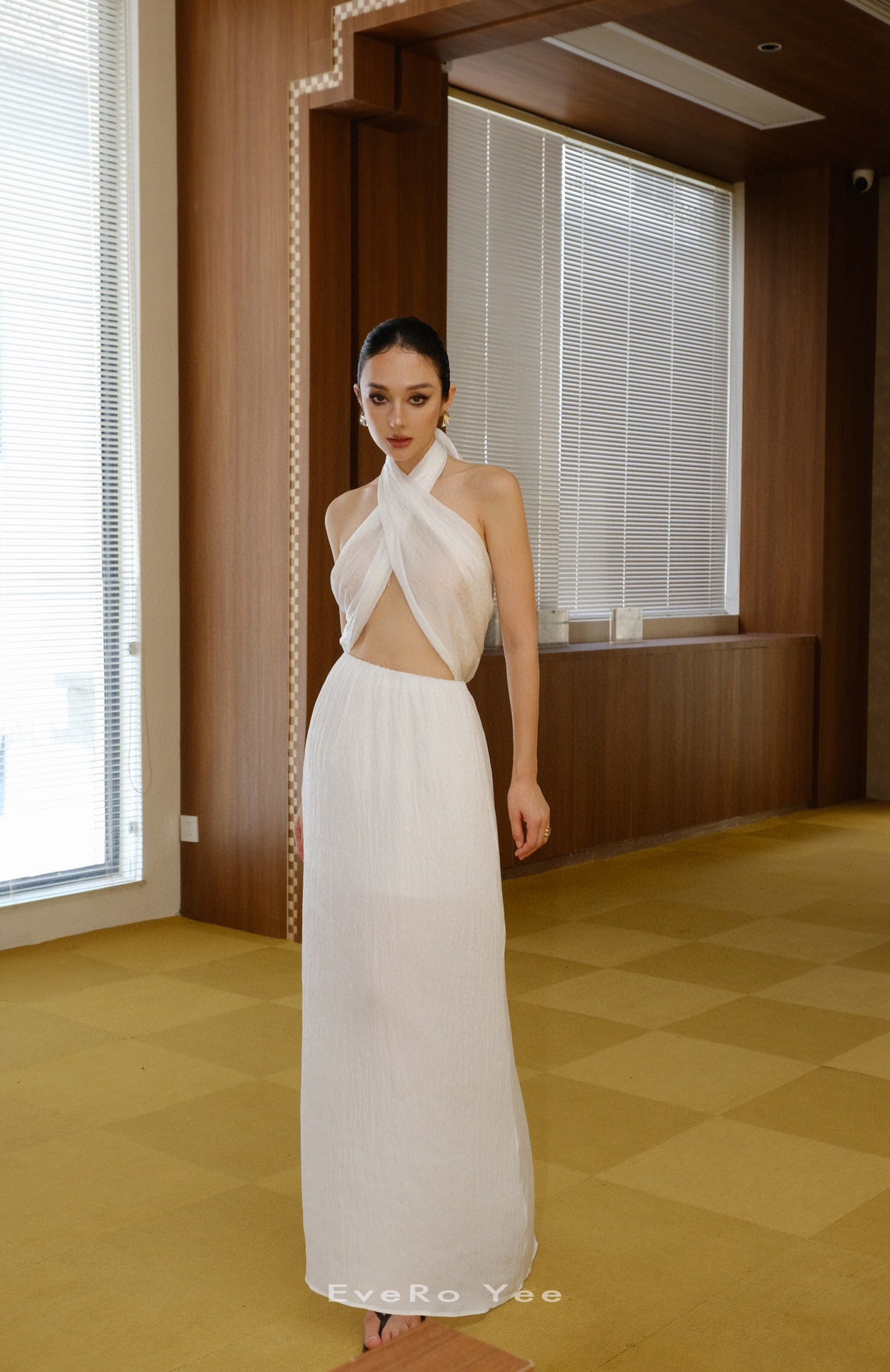 White Draped Maxi Skirt