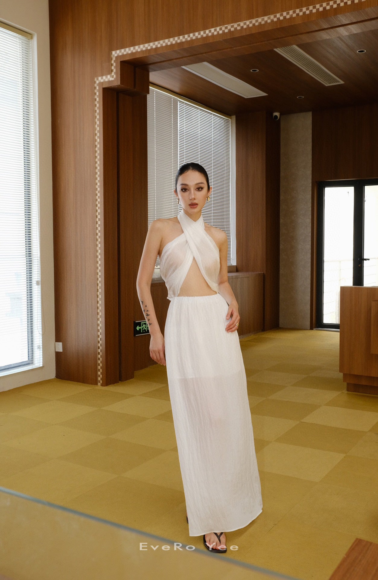 White Draped Maxi Skirt
