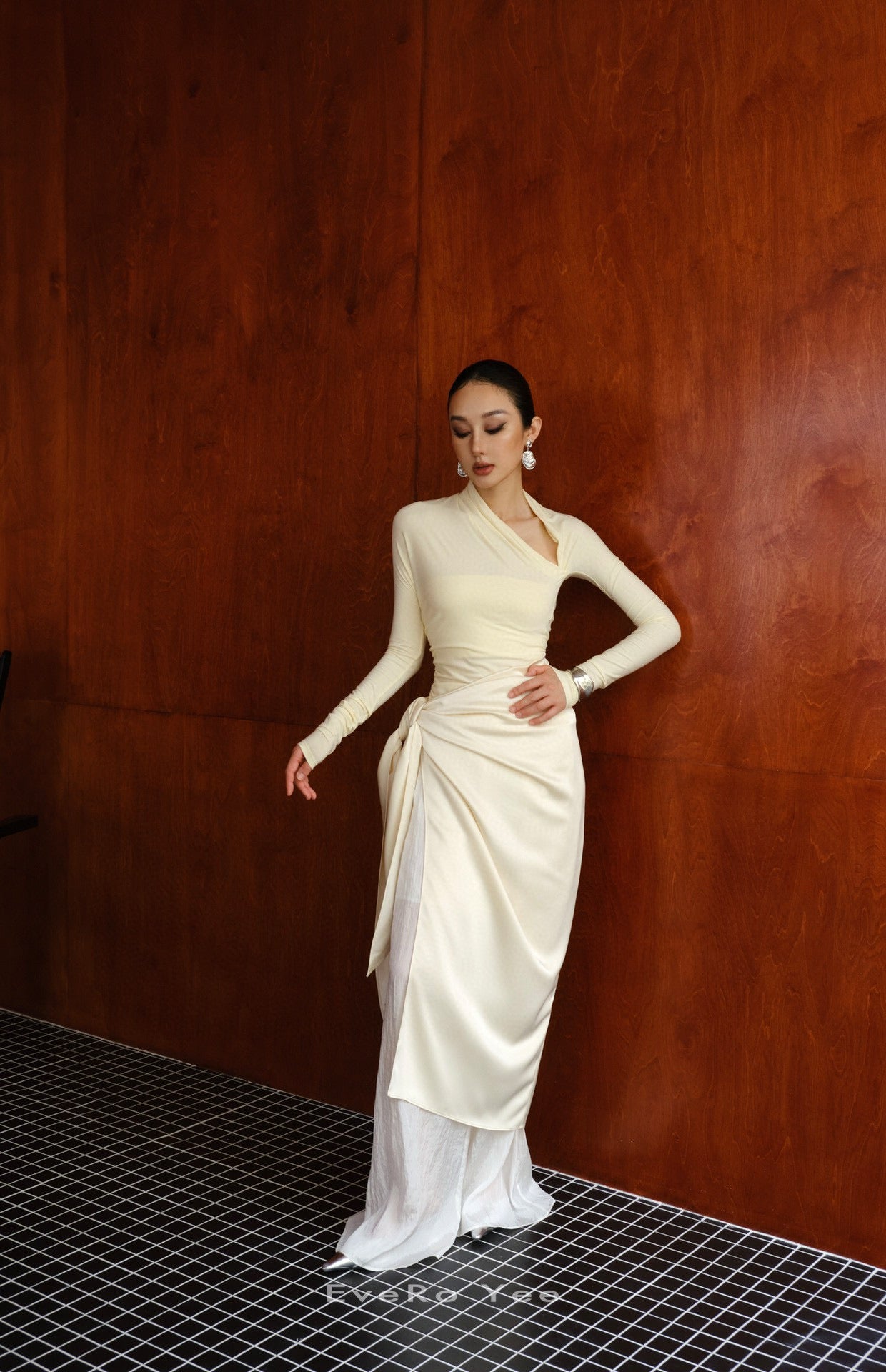 Draped Asymmetrical Neckline Top