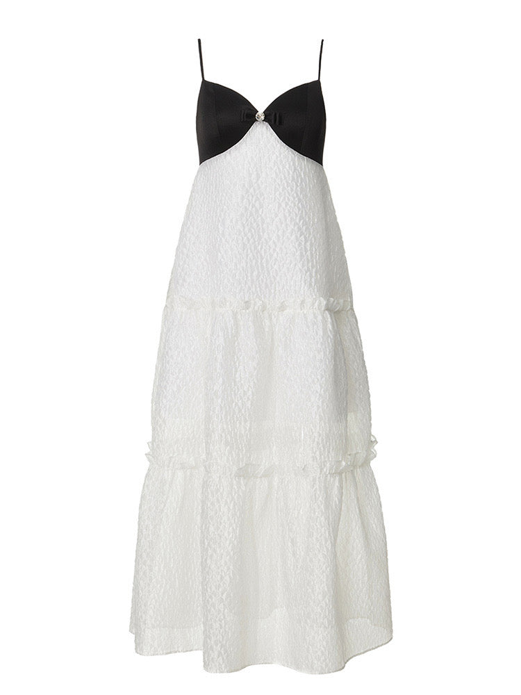 V-neck Jacquard Midi Dress in White