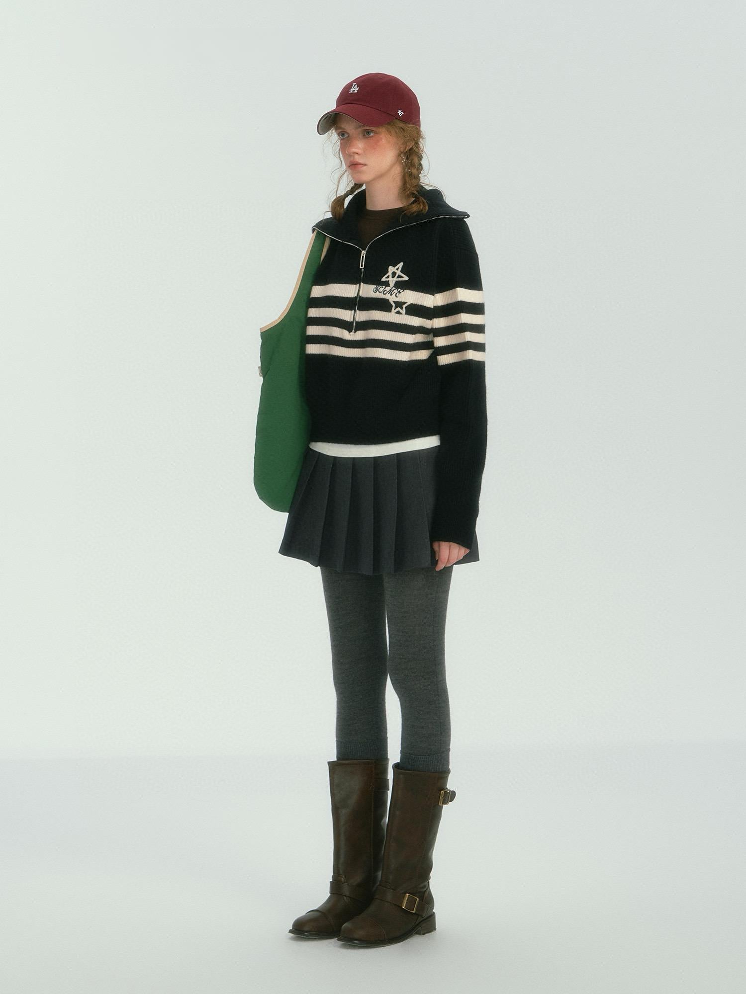 Star Stripe Half-Zip Knit Sweater