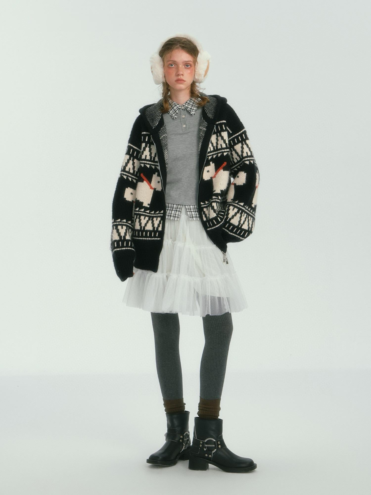 Relaxed Zip Hooded Cardigan