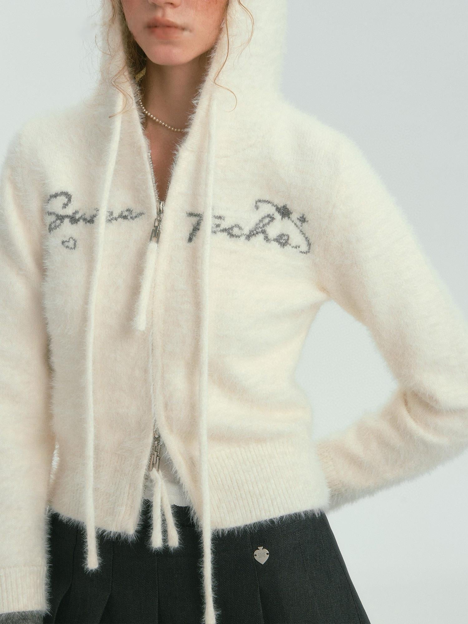 Fluffy Knit Hoodie Jacket