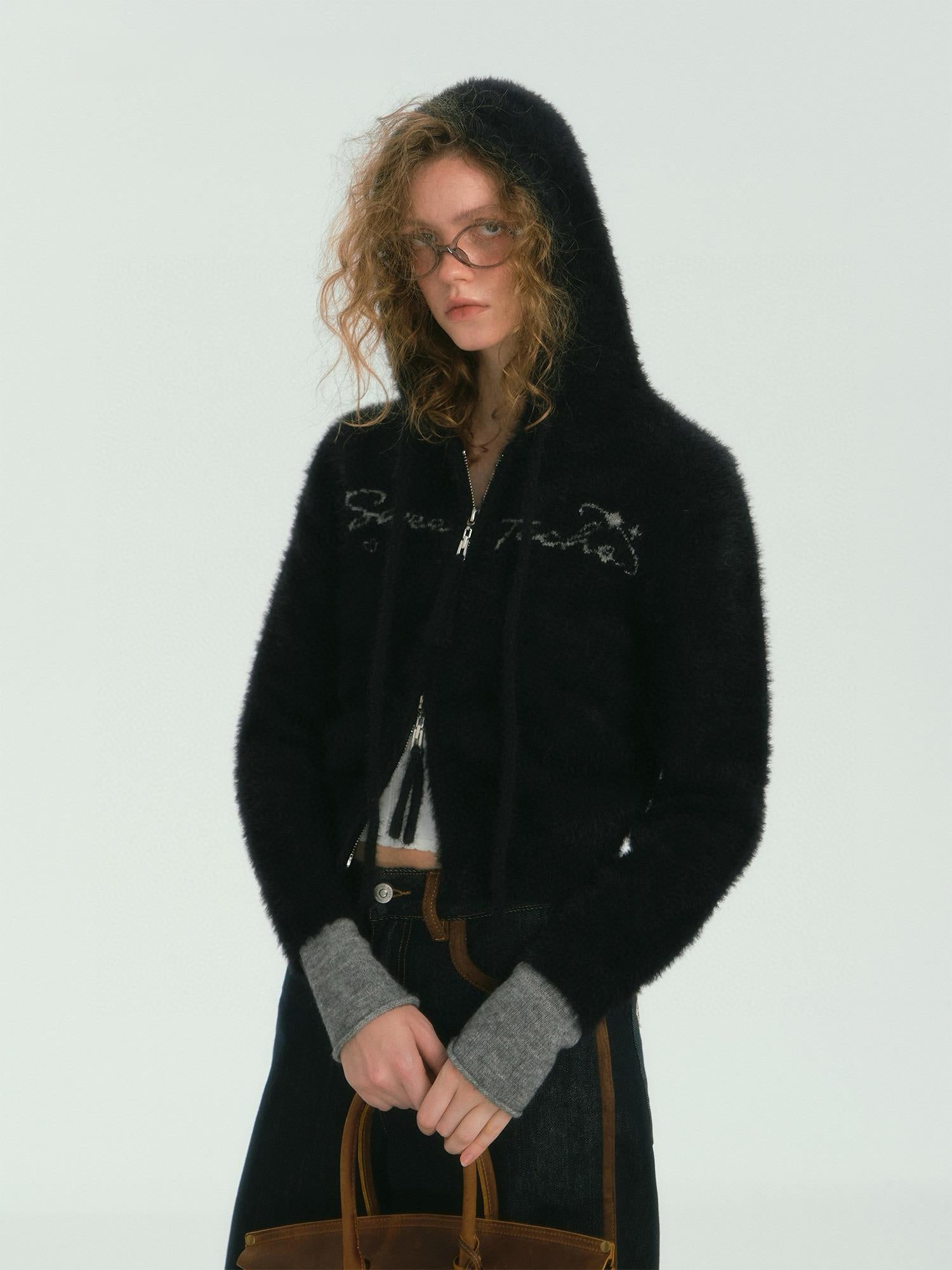 Fluffy Knit Hoodie Jacket