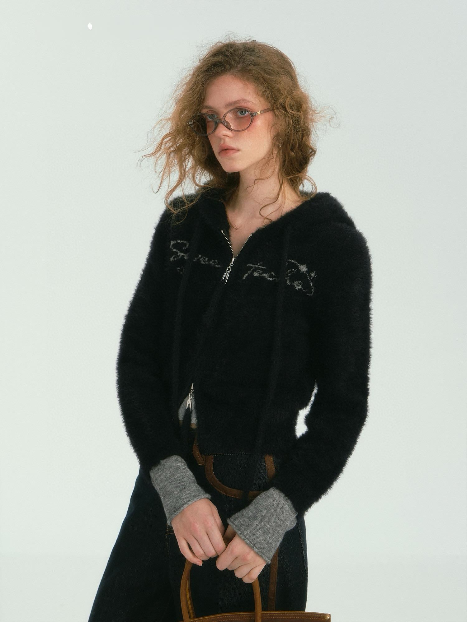 Fluffy Knit Hoodie Jacket