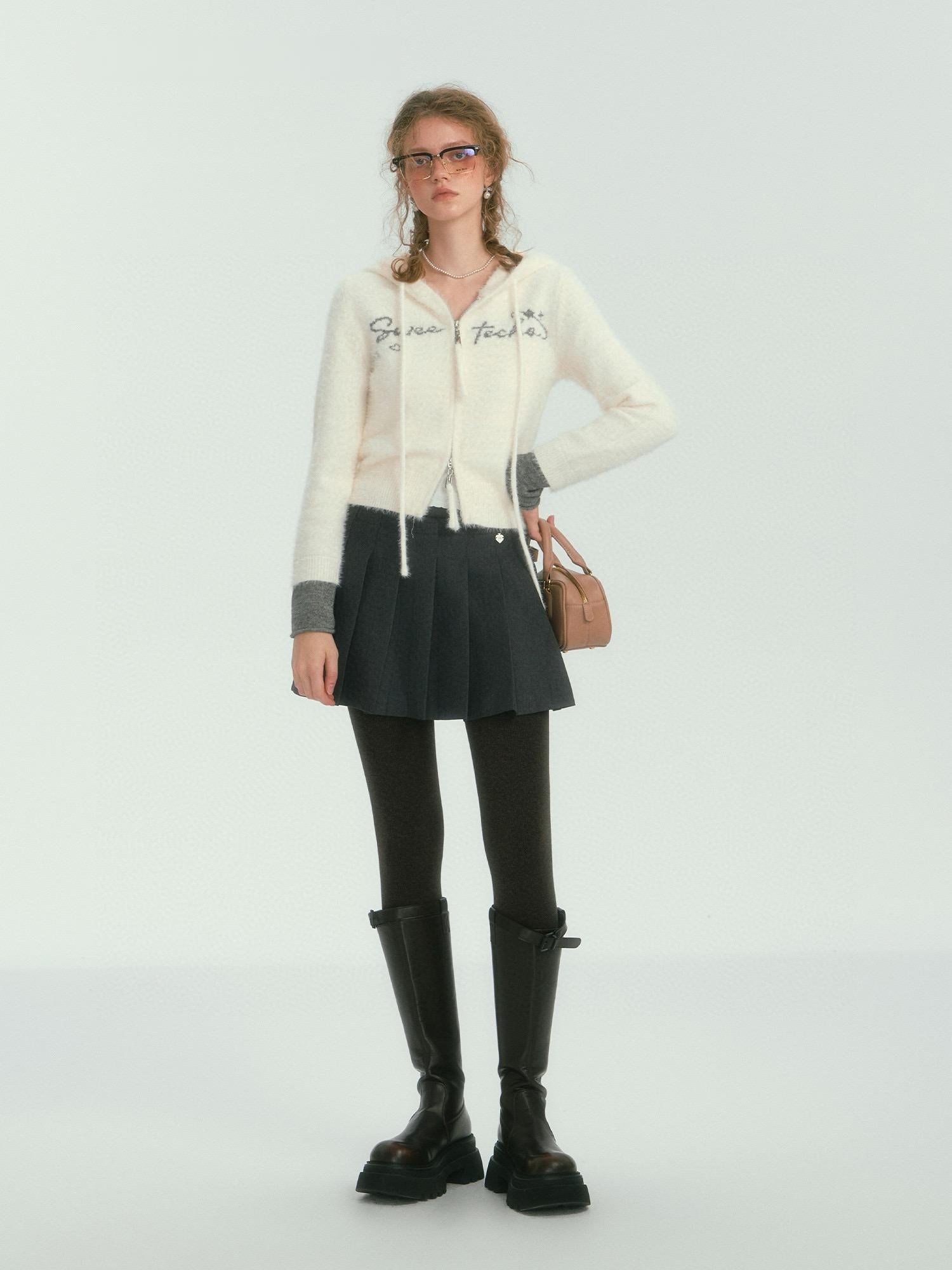 Fluffy Knit Hoodie Jacket
