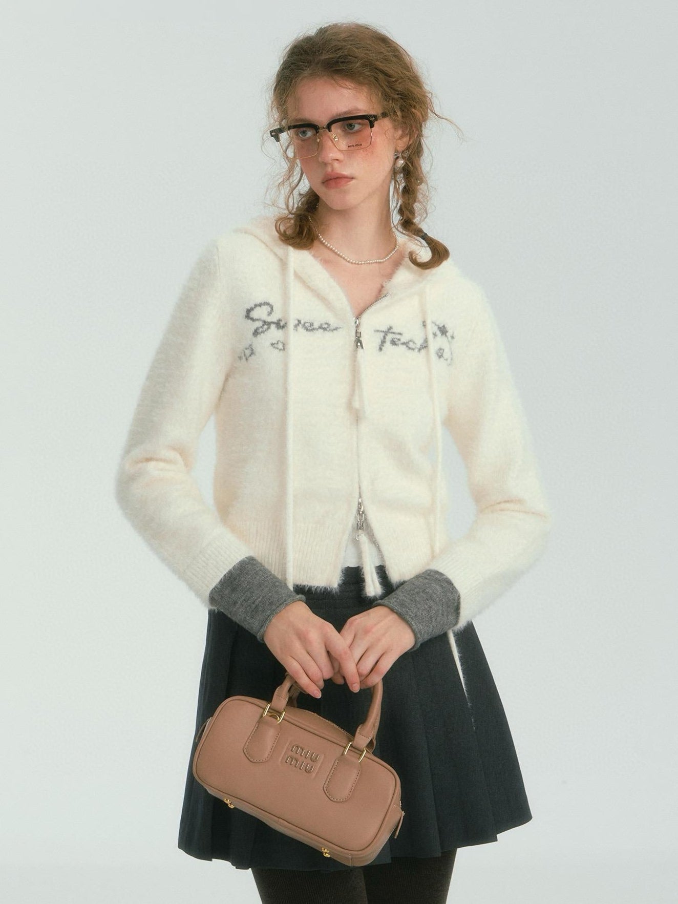 Fluffy Knit Hoodie Jacket
