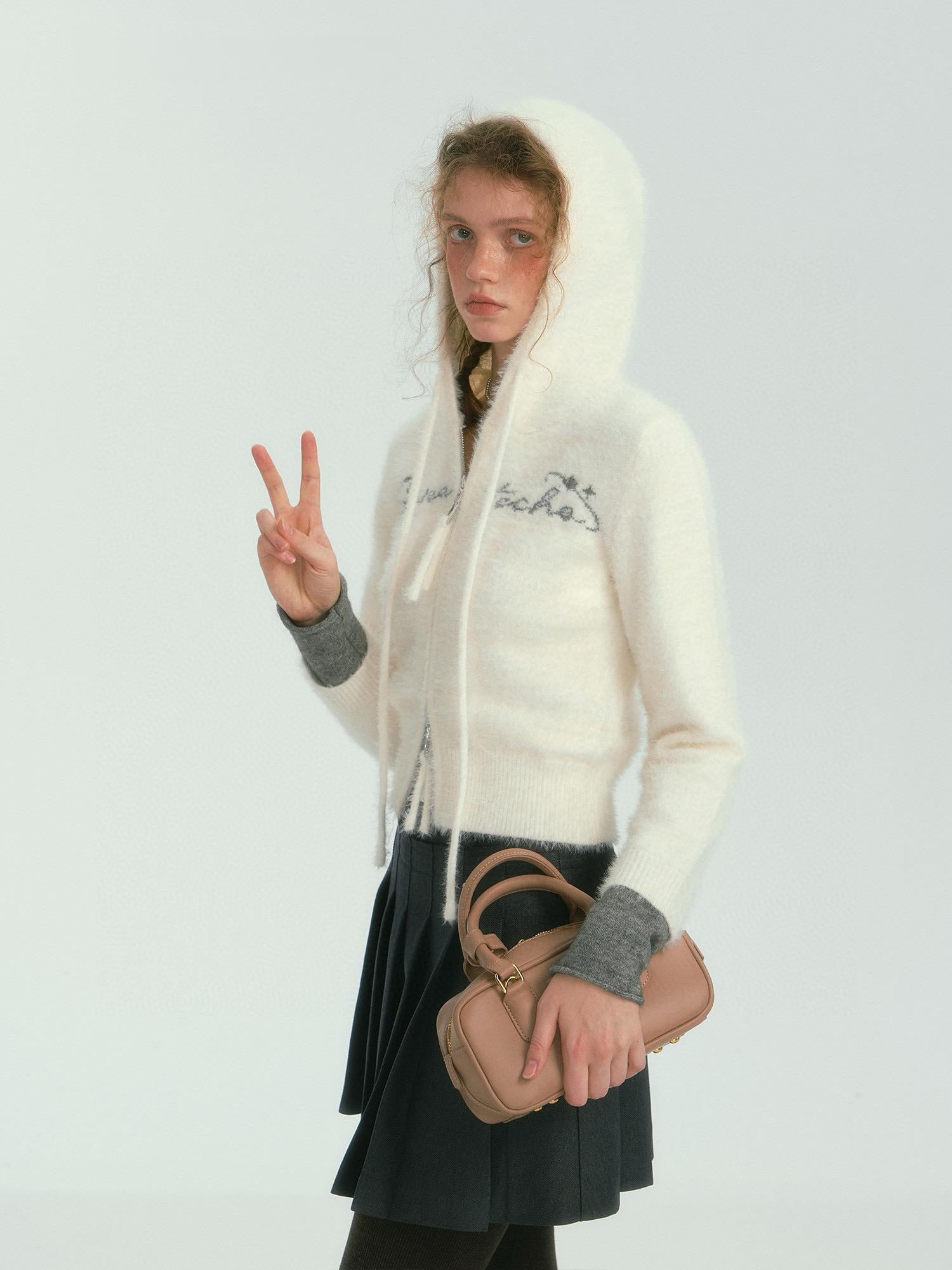 Fluffy Knit Hoodie Jacket