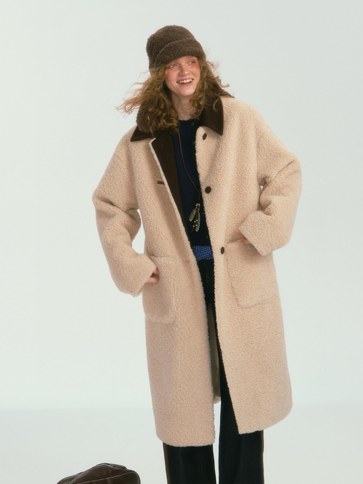 Leopard Collar Oversized Sherpa Coat