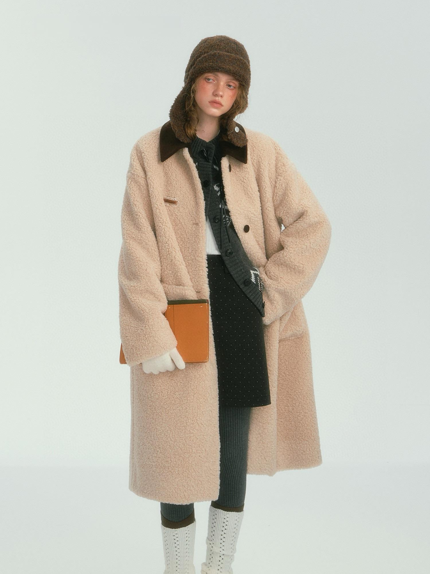 Leopard Collar Oversized Sherpa Coat