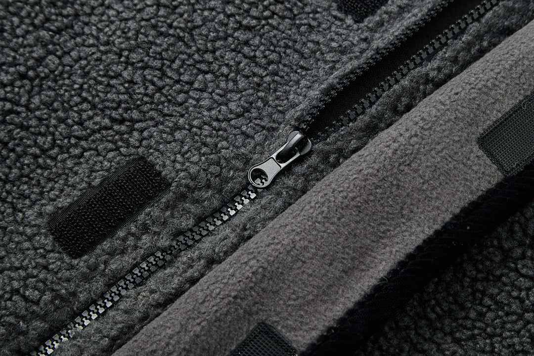 Contrast Piping Hooded Fleece Jacket