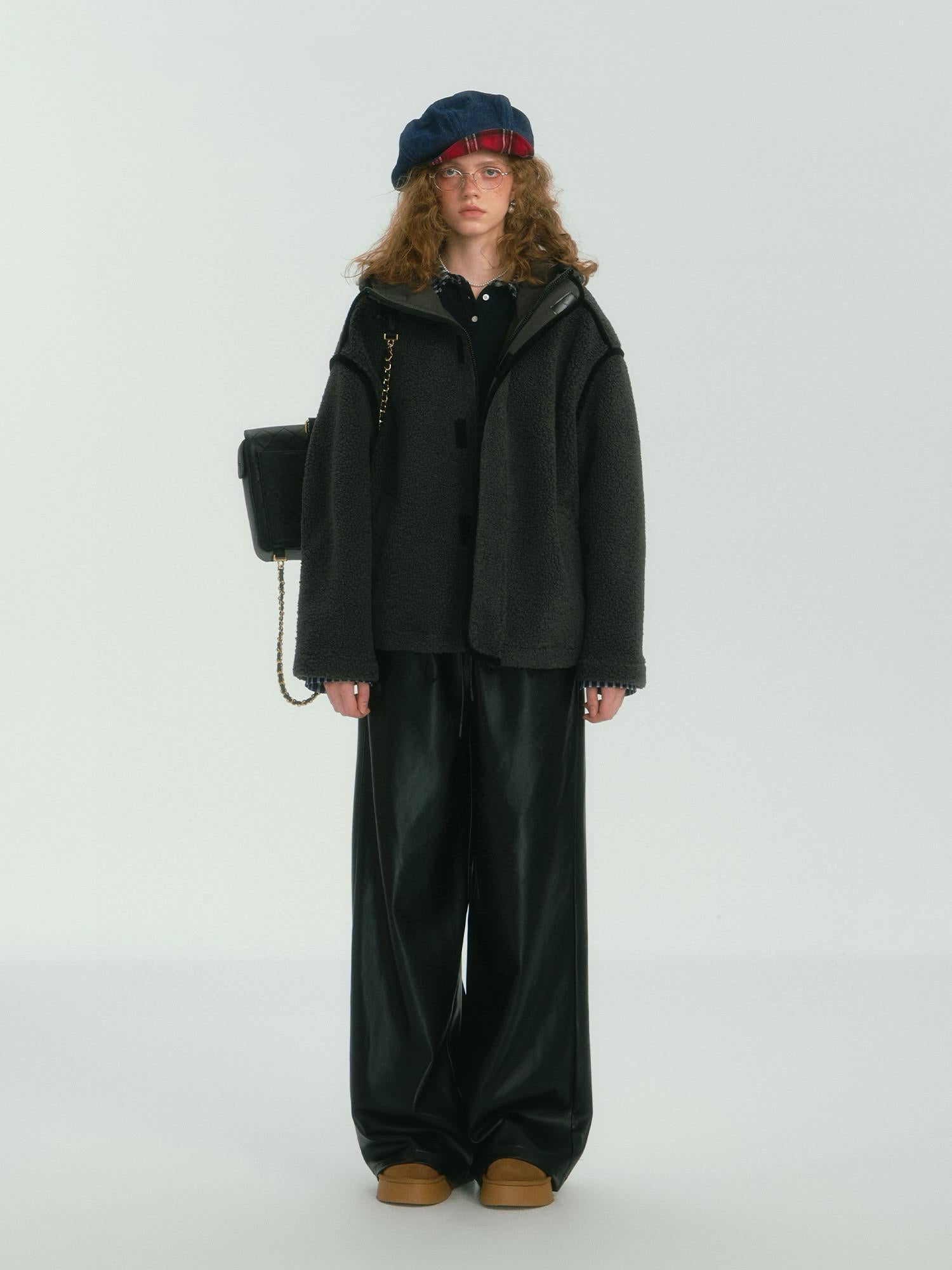 Contrast Piping Hooded Fleece Jacket