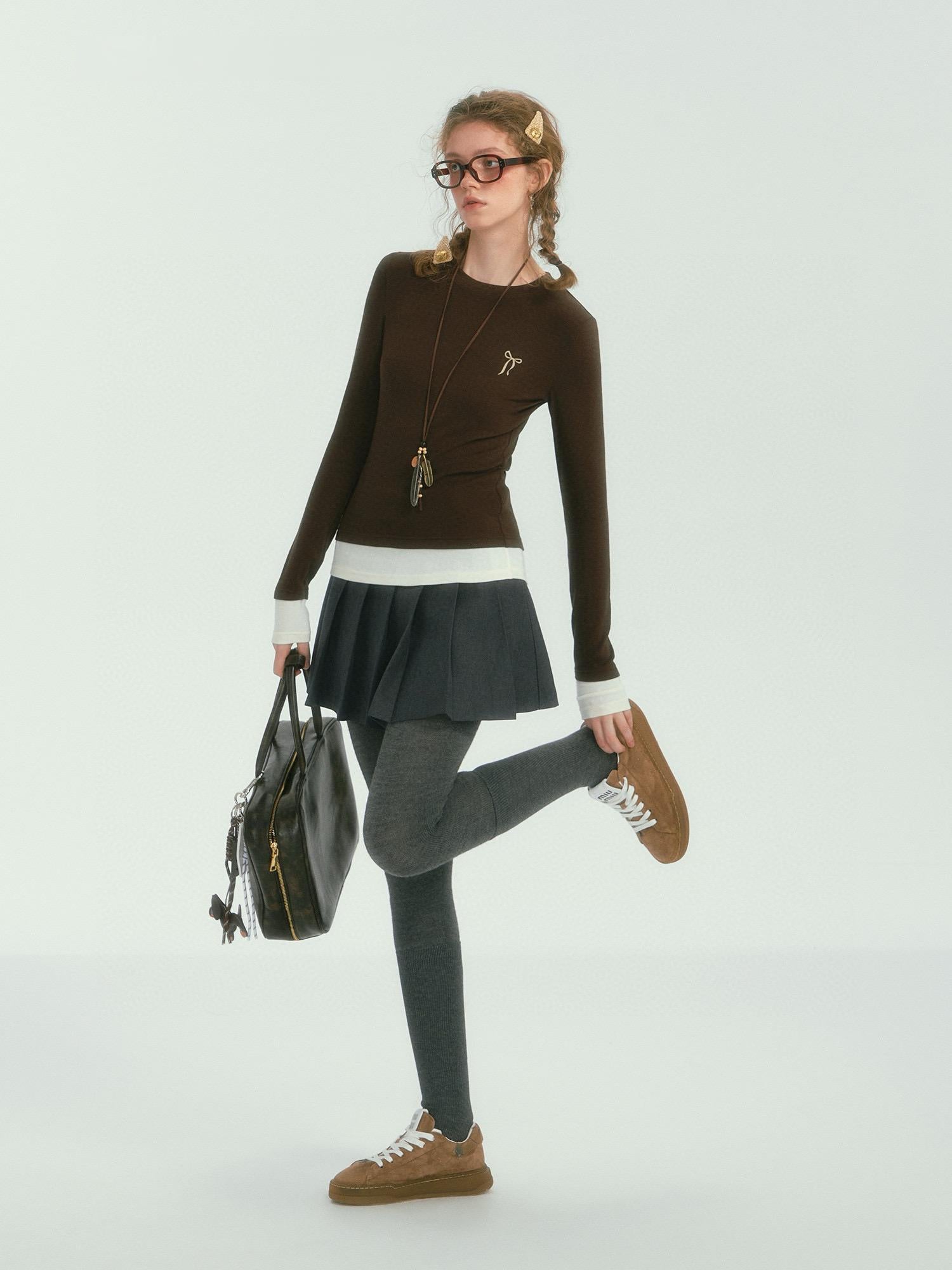 Contrast Layered Long-Sleeve T-Shirt