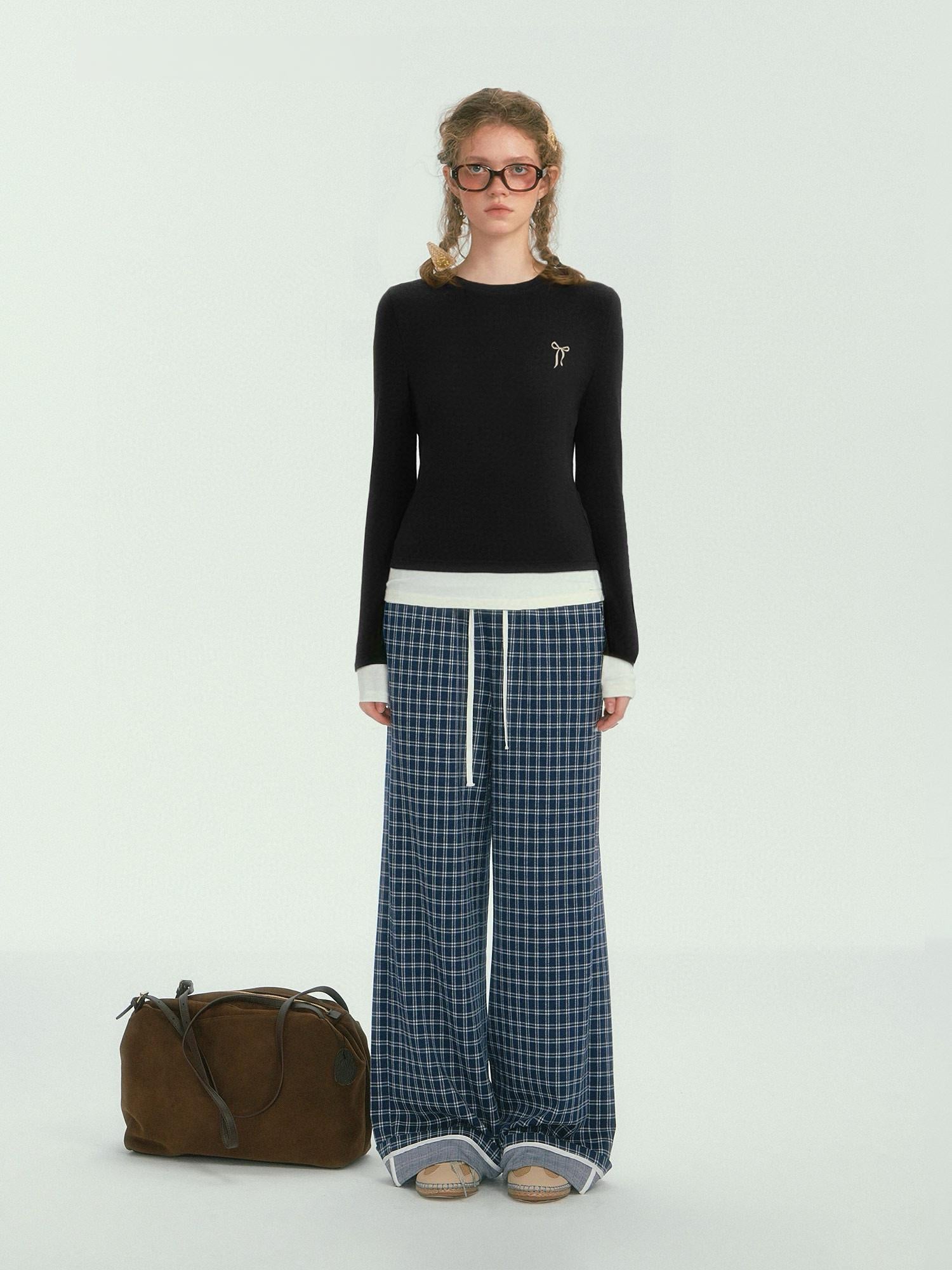 Contrast Layered Long-Sleeve T-Shirt